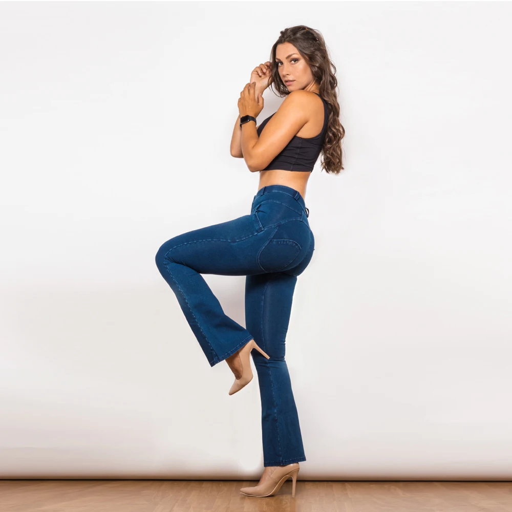 Shascullfites Melody Damen Slimming Flared Jeans, elastische, trendige lange Hose, Skinny Boot Cut Flare Bottoms – Detail 3