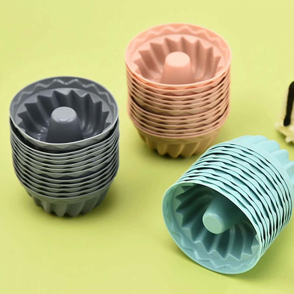 24Pcs Silicone Scanalato Bute Cake Teglia Antiaderente Mini Cake Pan Modello A Spirale Stampo Per Torta In Chiffon Accessori Per La Cottura Della Cuci
