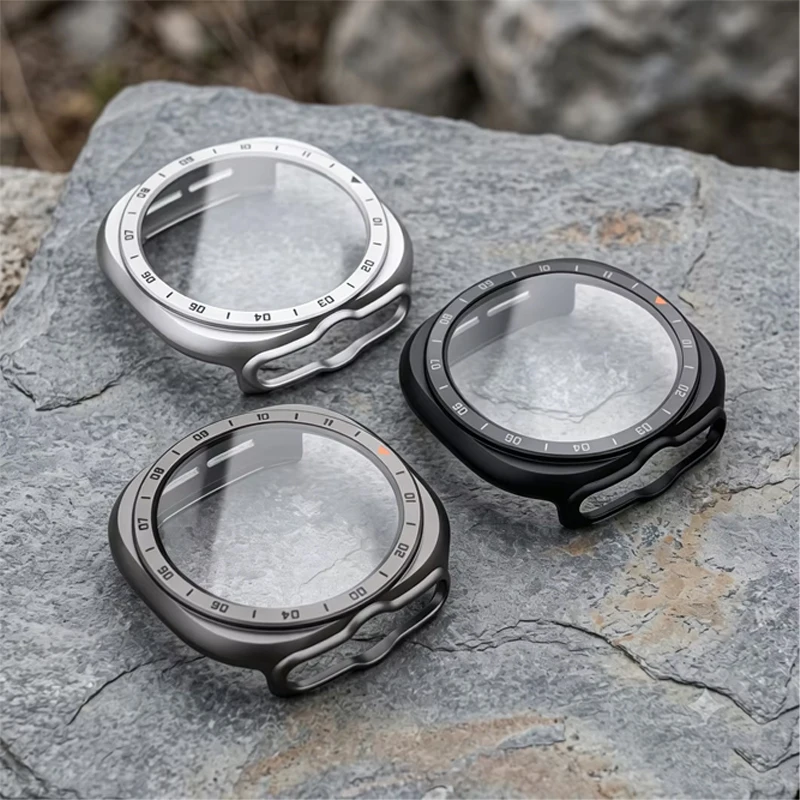 Shockproof Tempered Glass Protective Watch Case - Hard PC Bumper Cover