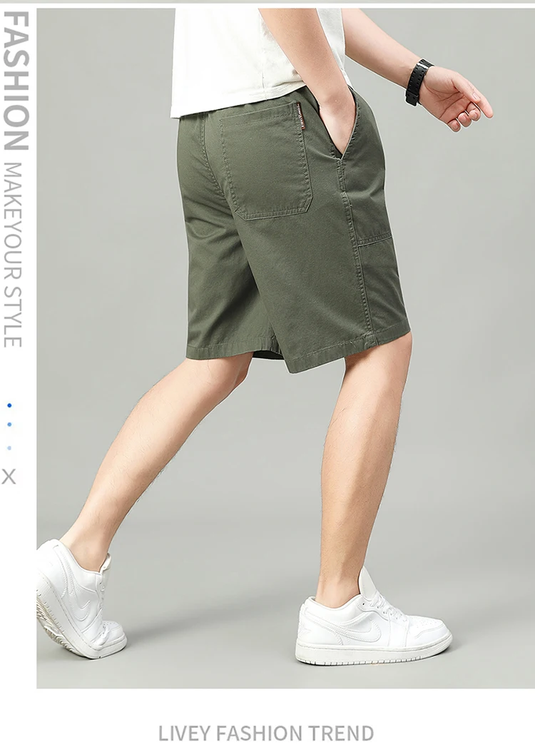 Sommer-Shorts für Herren 100% Baumwolle Leichte Atmungsaktive Lässige Modische Kurze Hosen Elastischer Kordelzug Outdoor-Wander-Shorts – Detail 3