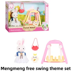 Flocked Rabbit Doll with Castle & Dessert House Playset (Orange)