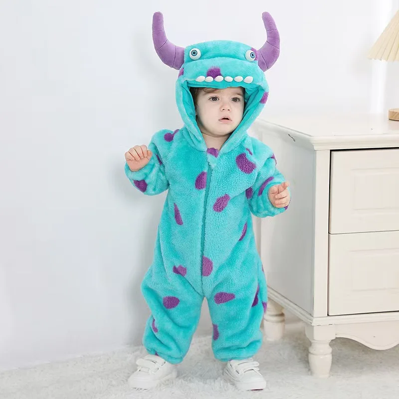 Kids Sully Onesie Flannel Pajamas for Children Kigurumi One-piece Pyjamas Halloween Cosplay Costume
