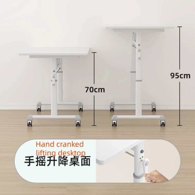 Bureau d'ordinateur réglable à manivelle, table d'étude mobile relevable, jeu de salon, bureau d'écriture avec roues, bureau PC domestique