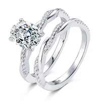 7x9mm Oval Moissanite Engagement Ring Set For Women