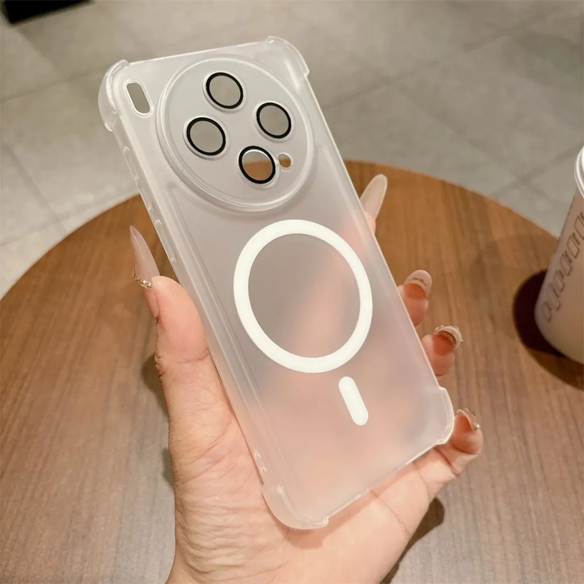 Matte Frosted Shockproof Magnetic Phone Case with Lens Protector