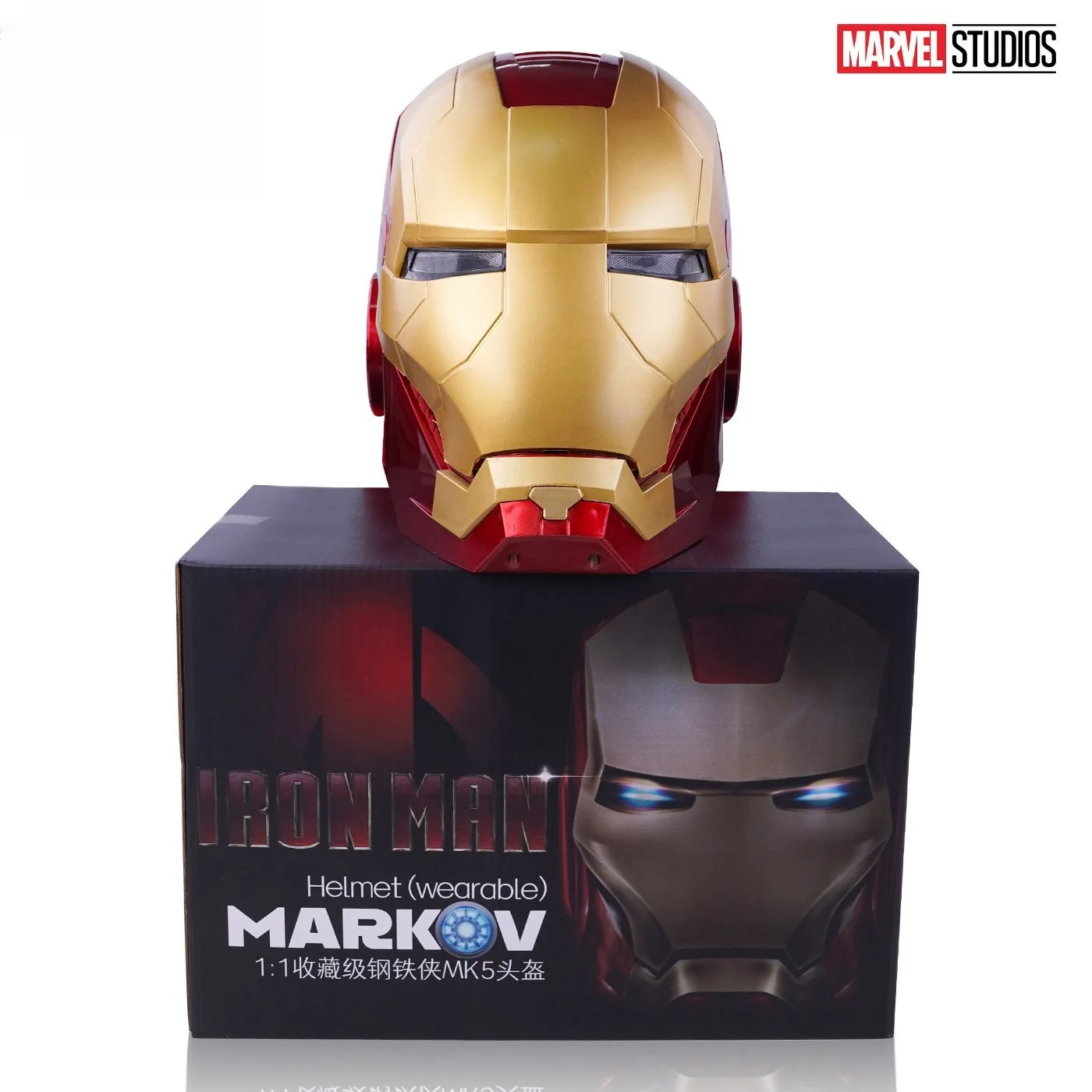 thumbnail image 1 of Casco de cosplay de Iron Man 1:1 de 60 cm con luz LED de Los Vengadores de Marvel, figura de acción de Iron Man, modelo de juguete para niños y adultos, regalo de Navidad, 1 of 4