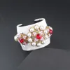 New Fashion Color Fabric Pearl Rhinrhinedhair Clip Bracelet Set Ladies Street Photo Highlights Hair Clip474 5