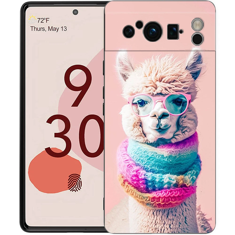 Adorable Kawaii Alpaca Silicone Shockproof Phone Case - Black Cover