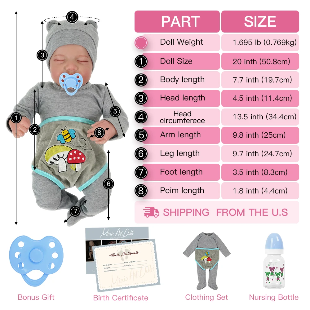 20 Inches Levi Reborn Baby Realistic Vinyl Body Alive LoL Bebe Newborn Finished Hair-painted Doll Children Girls Gift Dolls 4.7 2