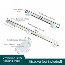 Premium Ball Bearing Drawer Runners - Full Extension, Adjustable, Low - Noise Glides (Silver - 27mmx350mm)