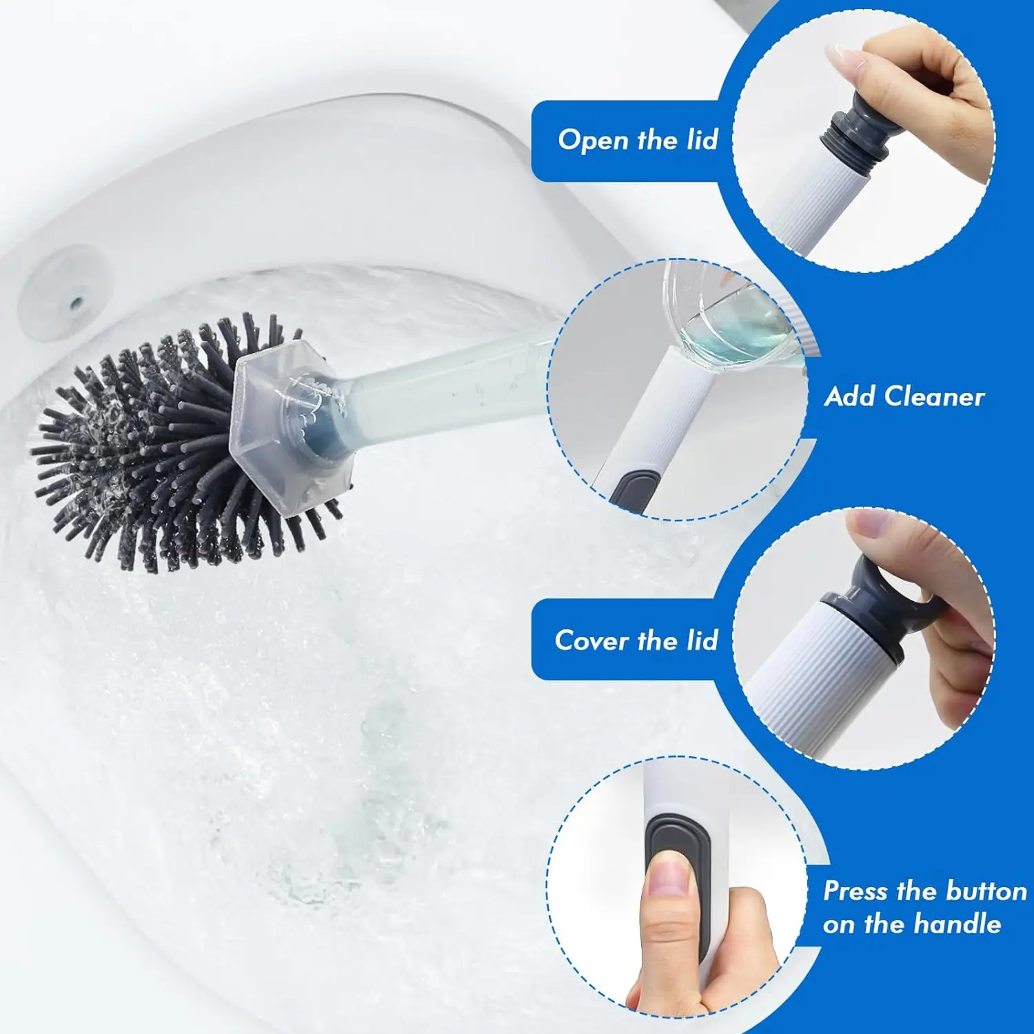 Silicone Toilet Bowl Brush and Holder Set Wall Mounted Toilet Cleaning Brush With Refillable Soap Dispenser For Bathroom bathroom accessories toilet brush set toilet brush holder