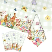 2025 New Year Easter Egg Bunny Theme Party Supplies Disposable PE Plastic Tablecloth Decoration Rectangular Tablecloths 2