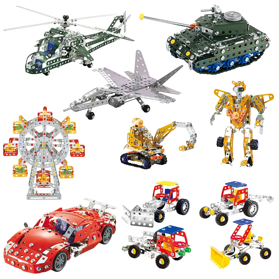 Creative Fun DIY Assembly Variable Multi Shape Building Block Boy Girls Toys for Children 3D Model Metal Bricks Gift