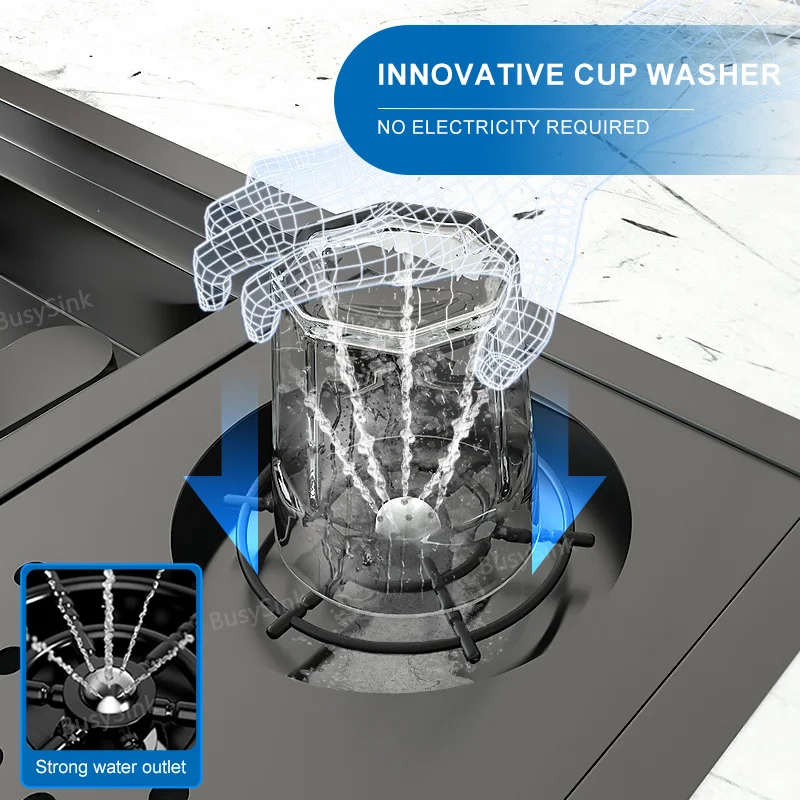 Hidden Cup Washer kitchen Sink Stainless Steel Small Single Slot Bar Washbasin Multifunctional With Cover Plate Dishwashing Pool 6