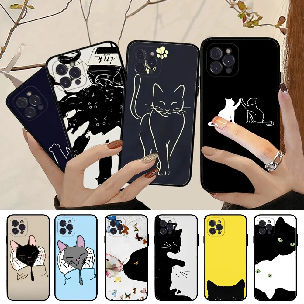 

Cartoon Cat Painting Phone Case For iPhone 14 11 12 13 Mini Pro XS Max Cover 6 7 8 Plus X XR SE 2020 Funda Shell