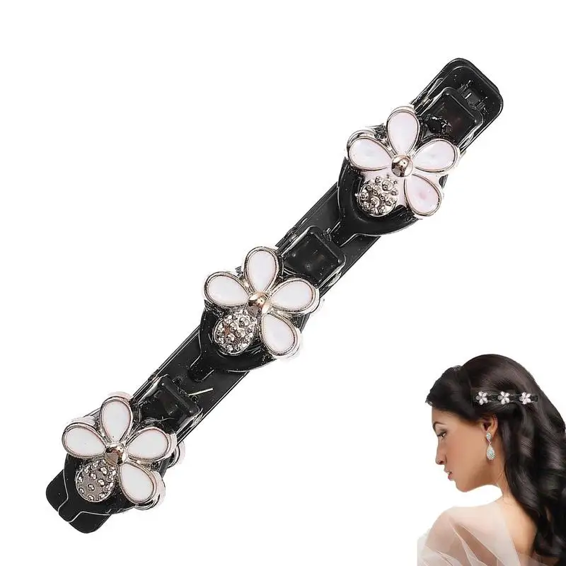 Hair Styling Crystal Barrettes Women Braided Hair Rhinestone Hairclips with Magnolia Flowers Girl Crystal Stone Hairpin Duckbill doremi crystal hollow name bangle with stone bar bracelet custom name personalized bracelets rhinestone for actual pictures