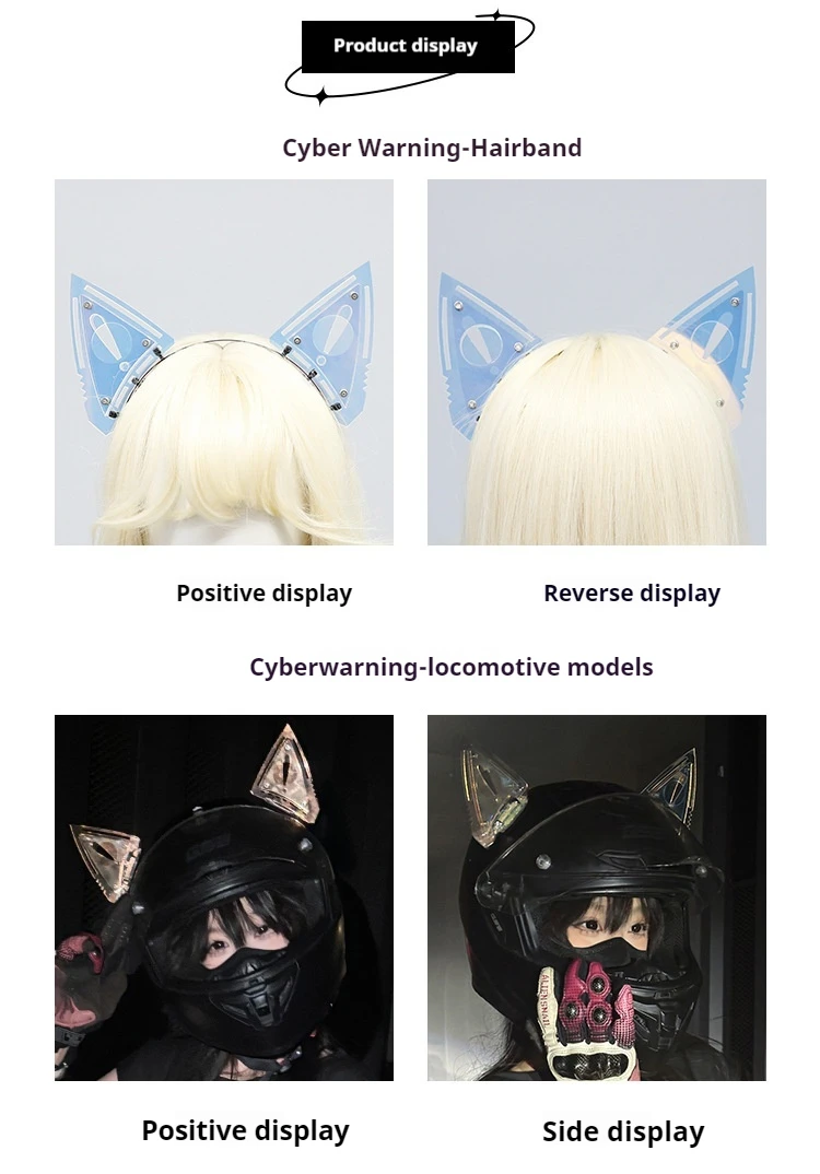 Cyberpunk Helm Katzenohren DIY Mech Katzenohren Stirnband verziert Sci-Fi mechanische Mech Kostüm Requisiten Kopfbedeckung Haarschmuck – Detail 3