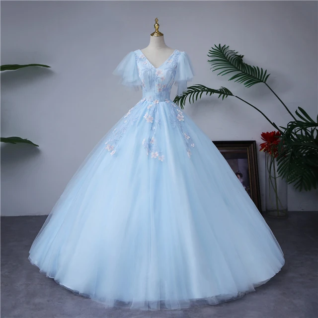 Blue Quinceanera Dresses Classic Party Dress Elegant Lace Embroidery Ball Gown Plus Size Robe De Bal Quinceanera Dresses - AliExpress