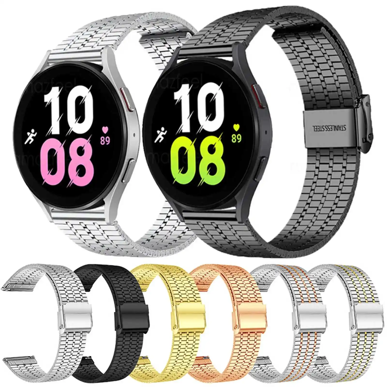 

Ремешок металлический для Samsung Galaxy Watch 6 5 4 40 мм, браслет для наручных часов 4 5 6 44 мм, Galaxy Watch 5 Pro 45 мм, 20 мм