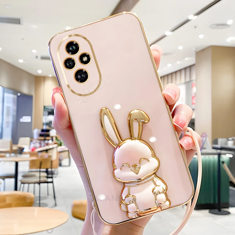 Plating Rabbit Holder Lanyard Silicone Stand Case - Honor Series