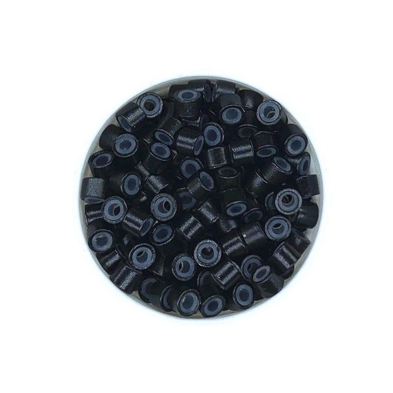 500개 4mm 실리콘 라이닝 마이크로 헤어 비즈 알루미늄 헤어 익스텐션 비즈 헤어 스타일링 액세서리 도구