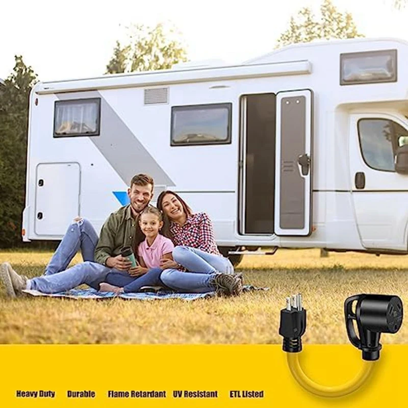 RV 트레일러 캠핑카 미국 플러그 내구성 전원 공급 장치, 30A  110V RV 어댑터 코드, 30A  15A NEMA 5-15P 수-TT-30R 암 전원 공급 장치