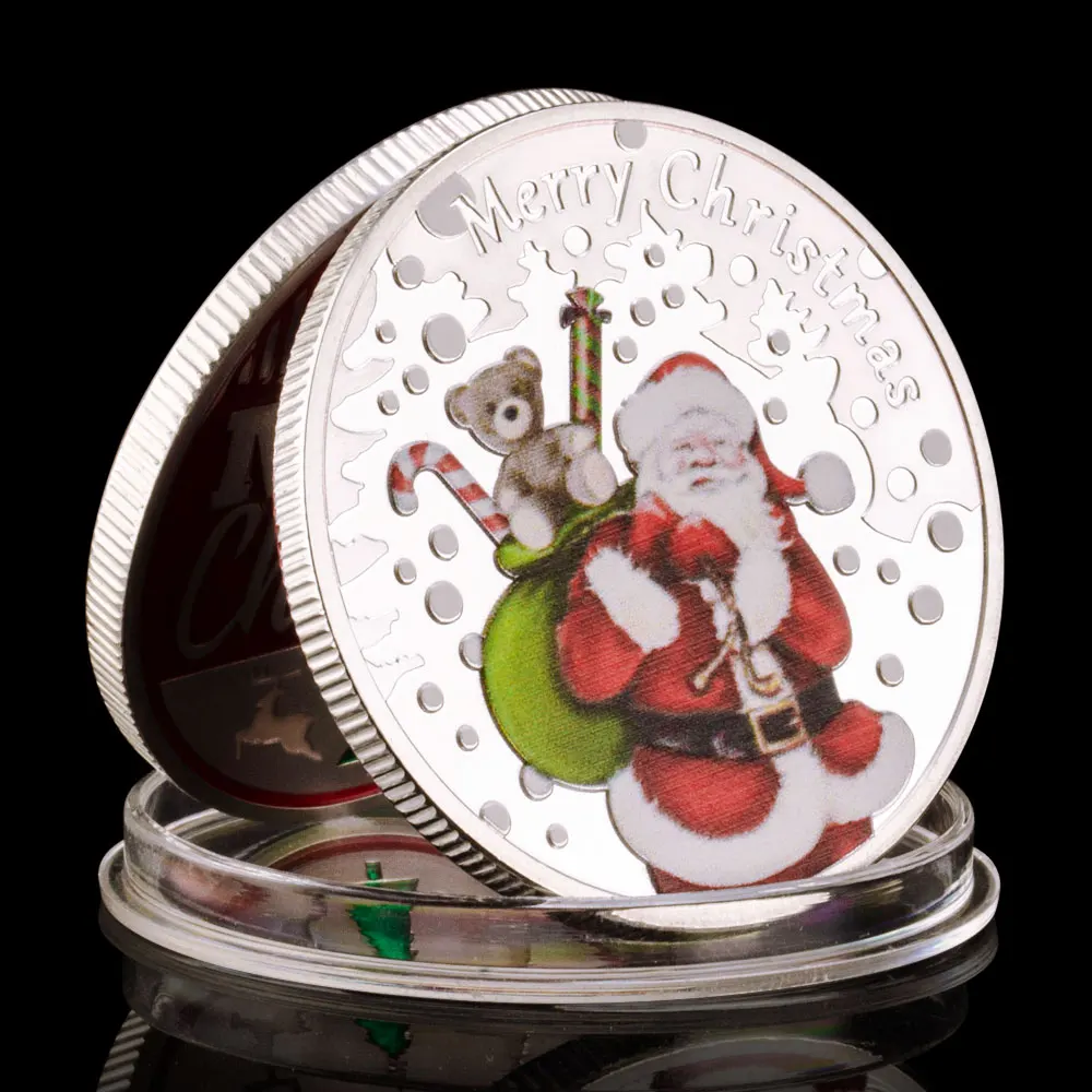 

Merry Christmas Collectible Silver Plated Souvenir Coin Creative Gift Santa Claus Collection Commemorative Coin