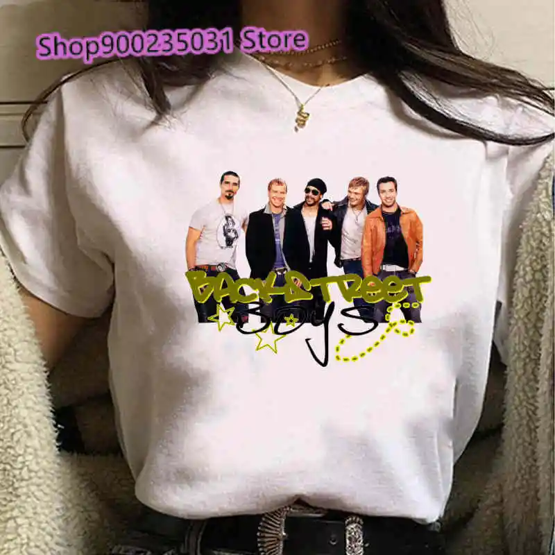 

Fashion tshirts Backstreet Boys Letter Print White Top Shirts Aesthetics Graphic Short Sleeve t-shirt Women Clothes dropshipping
