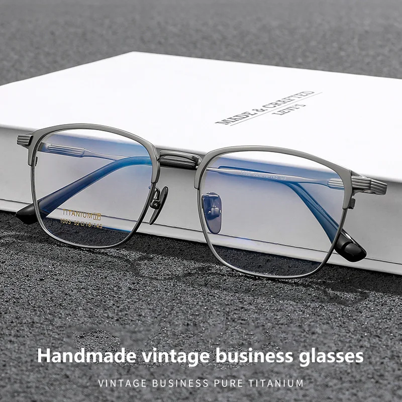 

2023 New Ultra-light Business Pure Titanium Square Glasses Frame Retro Optical Prescription Eyeglasses Men And Woman