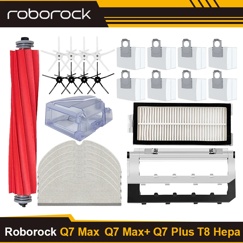 For Roborock Q7 Max,Q7 Max+,Q7 Plus,T8 Robot Hepa filter mop cloth Main side brush Main brush cover Water tanks Spare Parts крышка для щетки xiaomi robot vacuum x10 s10 brush cover bhr6558gl