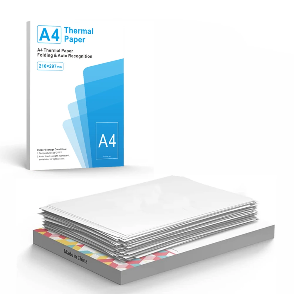 100/200 Sheets New Official A4 Size Thermal Paper Folding Folded Thermal Paper Auto Recognition Multipurpose Printing Paper