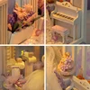 NEW DIY Book Nook Wooden Miniature Model Kit Wedding Dress Casa Bookend With Light 3D Puzzle Bookshelf Home Decor Friends Gifts 5