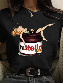 New Nutella Print T Shirt Women 90s Harajuku Kawaii  Fashion T-shirt Graphic Cute Cartoon Tshirt Korean Style Top Tees Female 1
