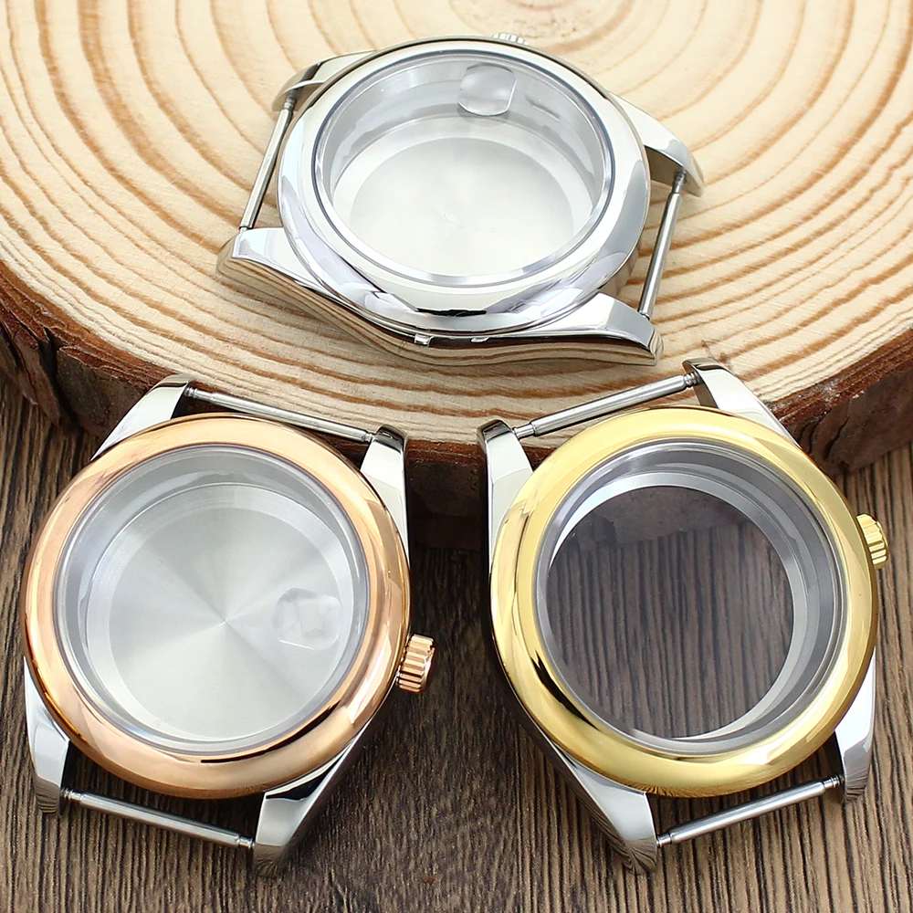Saphirglas 36mm 39mm Uhrengehäuse Silber Roségold Zubehör für nh34 nh35 nh36 eta2824 pt5000 Uhrwerk Austern uhr Teile