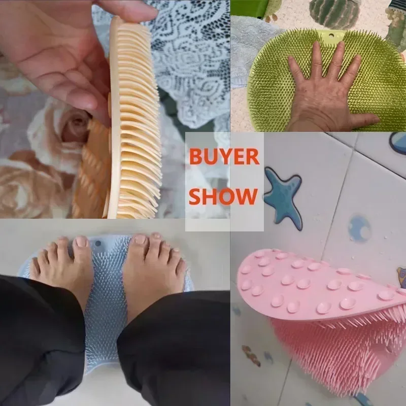 Exfoliating Foot Brush and Back Scrubber Anti-Slip Suction Cup Body Dirt Removal Tool