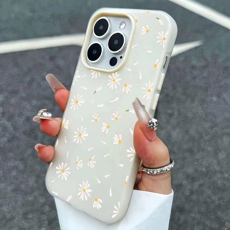 Elegant White Daisy Pattern Phone Case Cover