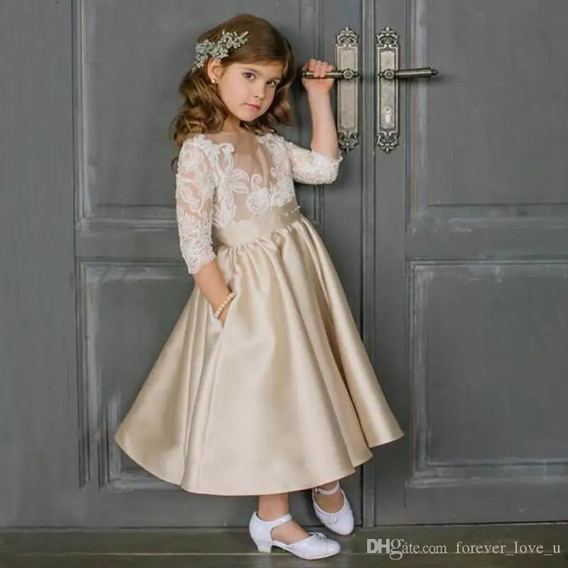

Flower Girl Dresses For Weddings Lace Bow Girls Pageant Dresses First Communion Dresses Beautiful Ball Gown