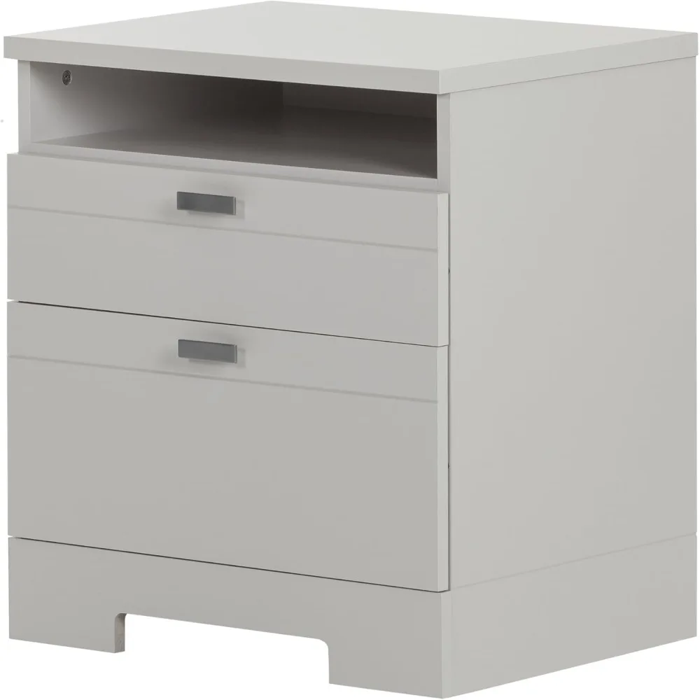 Nightstand with Cord Catcher, Soft Gray 22.25 in x 17 in x 22.5 in