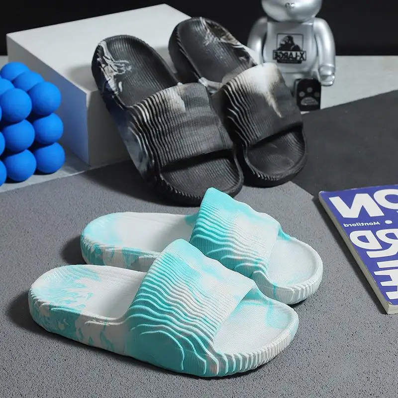 

Thick Platform Bathroom Home Slippers Women Fashion Soft Sole EVA Beach Shoes 2023 Summer Indoor Couple Men Non-slip Flip Flops