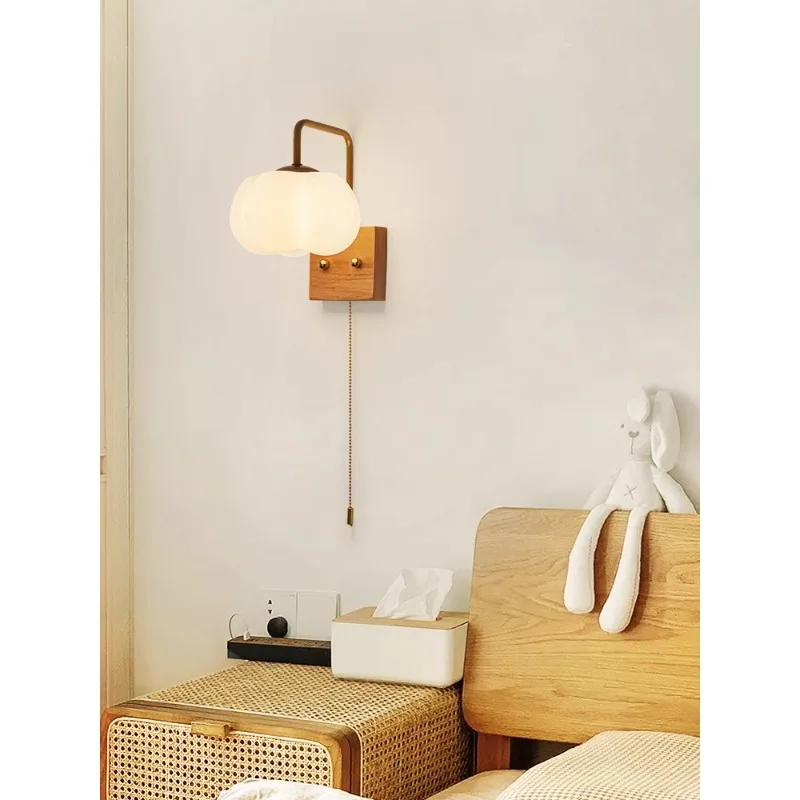 

Bedroom Bedside Lamp Net Red Cotton Festive Lantern Stairs Aisle Light Japanese Study Living Room Wall Light Bulb