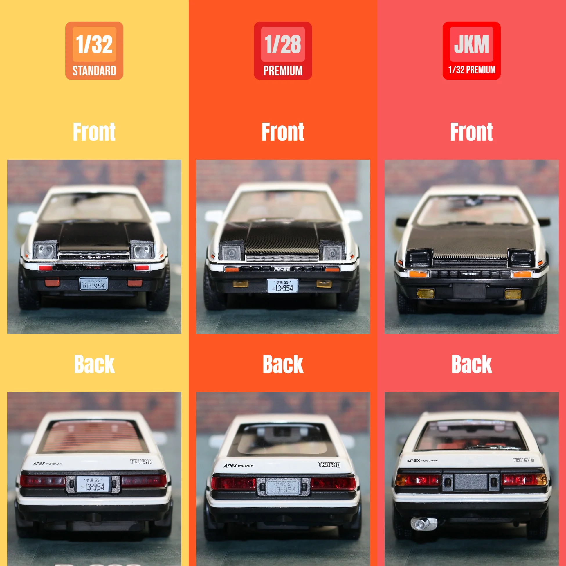1/32 Initial D AE86 Toy Car Diecast Toyota Miniature Model Pull Back Sound Light Doors Openable Educational Collection Gift Kid 3