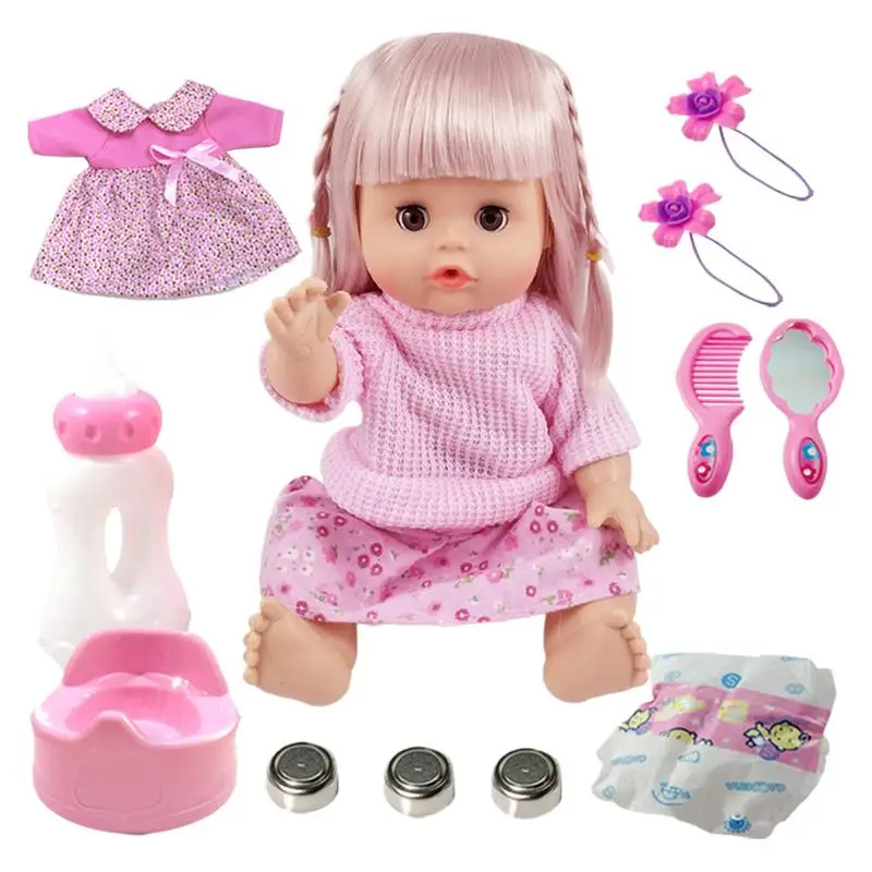 Doll Nursing Set 12inch Toddler Doll With Chinese And English Pronunciation Kids Developmental Toys For Kindergarten Party muweordy 13cm 5 12inch large size hair clips vintage hair claws straight hairpin hair accessories for woman with thick hair