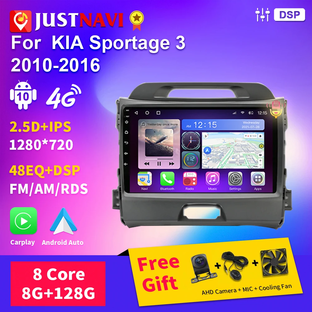 

JUSTNAVI Android 10 Wireless Carplay Car Radio for KIA Sportage 3 SL 2010-2016 Multimedia Video Player 2 Din GPS Navigation