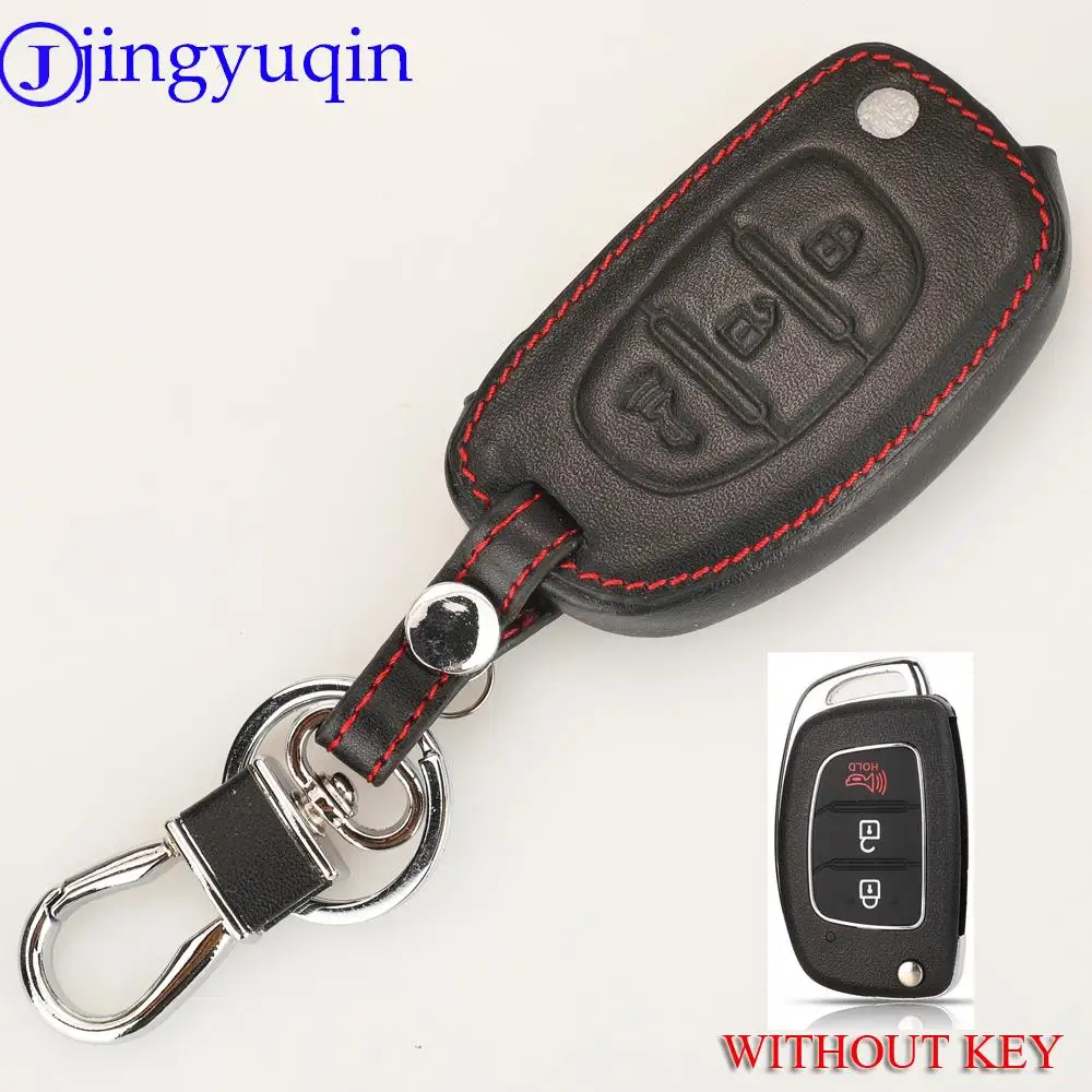 

jingyuqin 15pcs 3 Butttons Replacement Leather Remote Key Case For Hyundai HB20 IX35 I45 SANTA FE Accent I40 Car Accessories