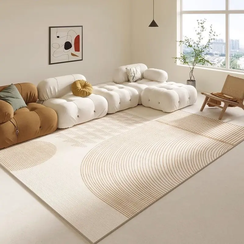 

Japanese Style Living Room Decoration Plush Carpet Thicken Striped Lounge Rug Cream Color Rugs for Bedroom Home Anti-slip Mat