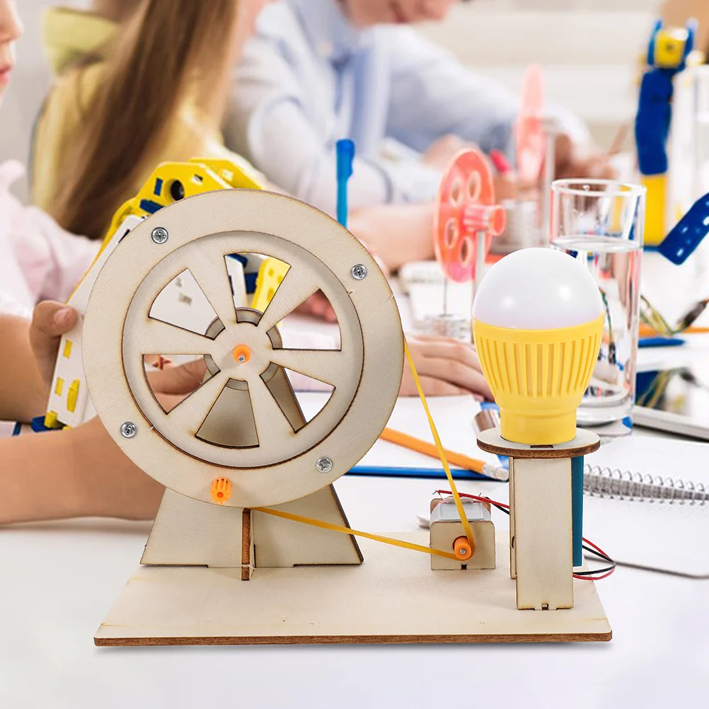 

2 Sets Hand Generator Kids Technology Toy DIY Model Educational Science Toys Crank Dynamo Manual Wooden Playthings