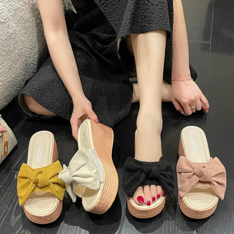 Women Platform Slippers Sandals Women New Fashion Wedge Shoes Ladies High Heels Thick Bottom Mules Summer Casual Female Slippers