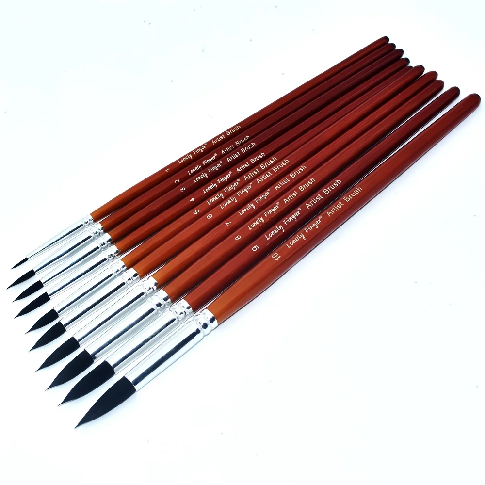 10pcs Watercolor Detail Paint Brushes, Synthetic Hair Round Pointed Tip Set, Perfect Art Brushes for Watercolor Acrylics Gouache 6