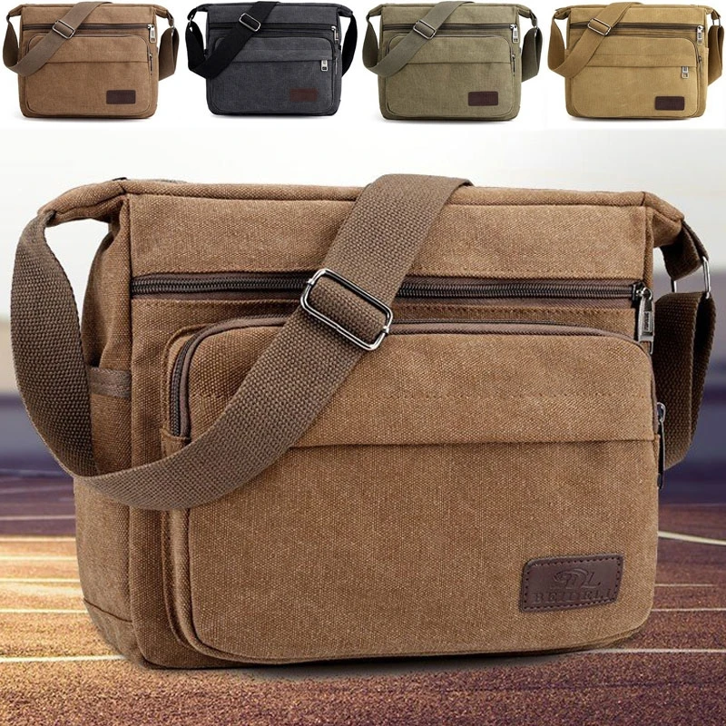 

New Fashion Men Canvas Crossbody Shoulder Messenger Bags Man Cross Body Bag Casual Multi Function Portable Male Bags