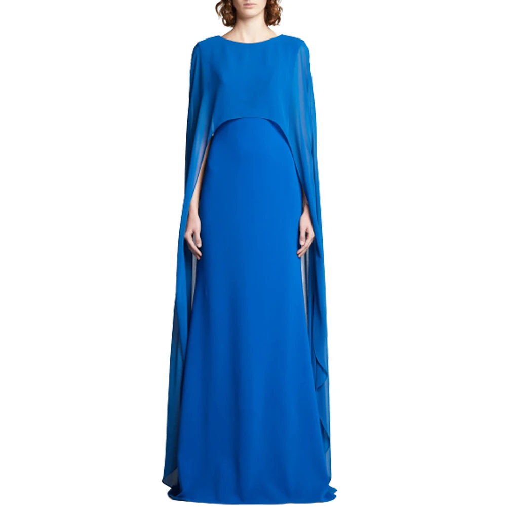 

Женское длинное платье с накидкой Regal, эксклюзивное синее платье-макси с накидкой, для матери невесты или торжественных вечеров